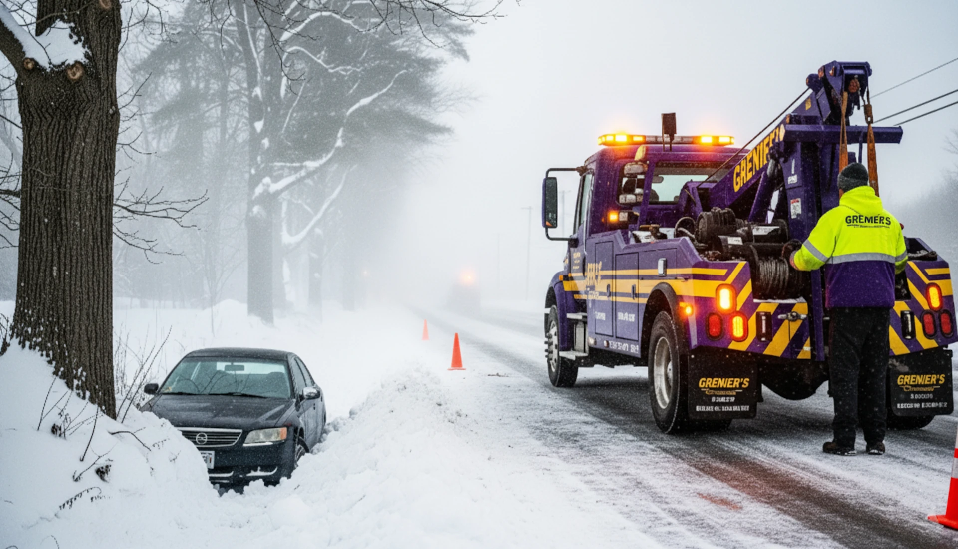 Professional collision repair and truck restoration after a roadside emergency.