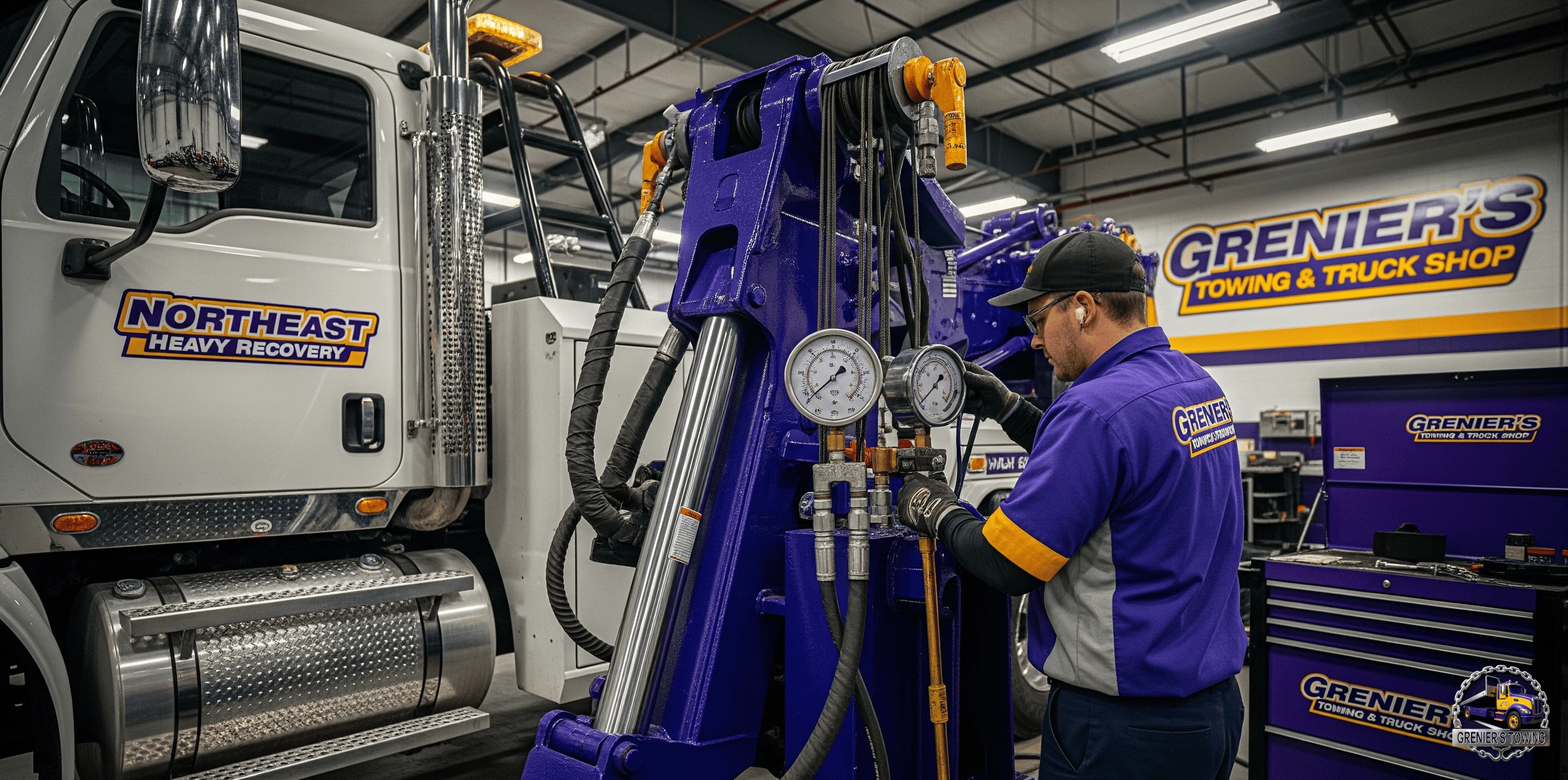 Truck hydraulic leak inspection