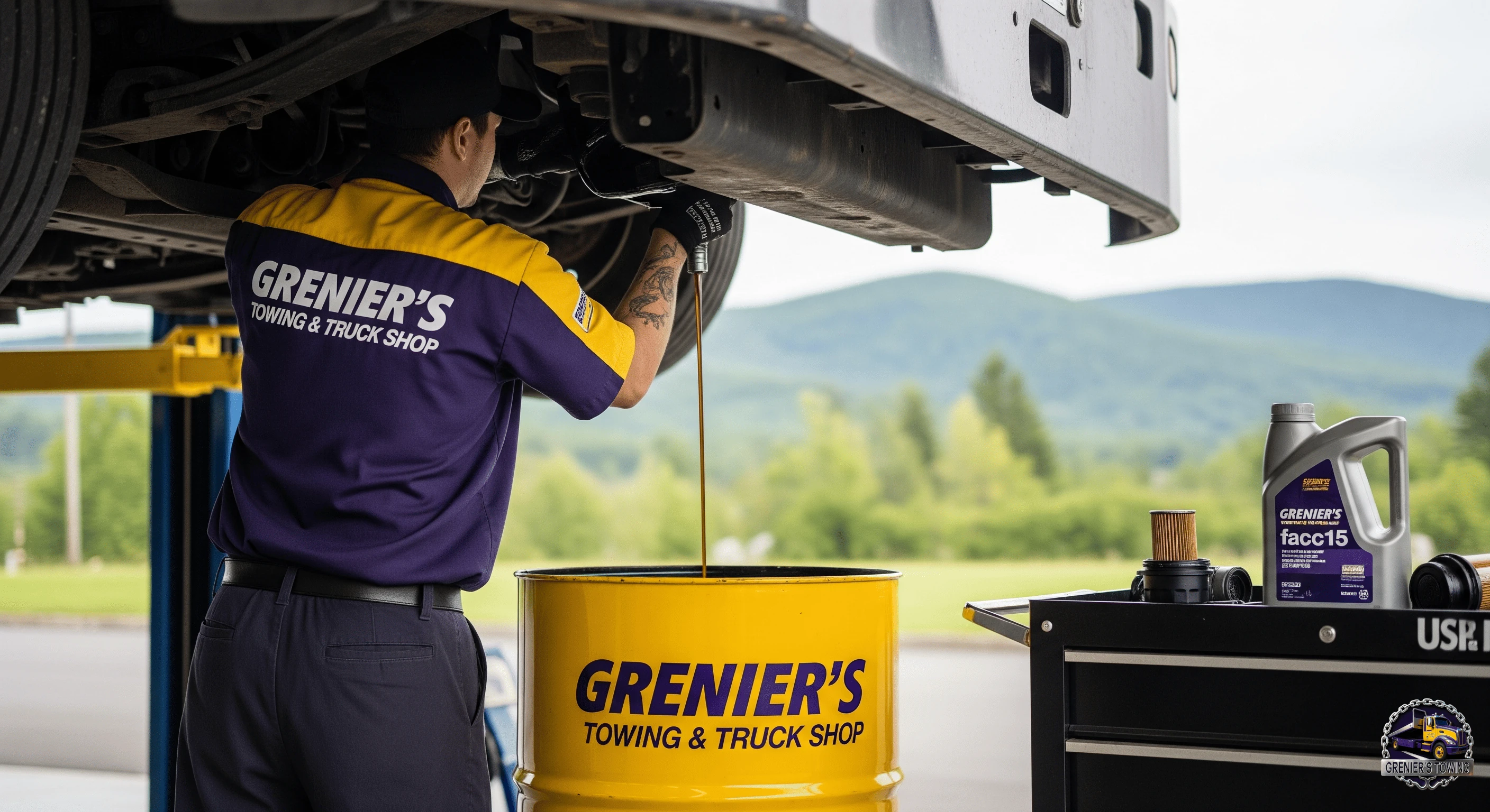 Diesel truck oil change service